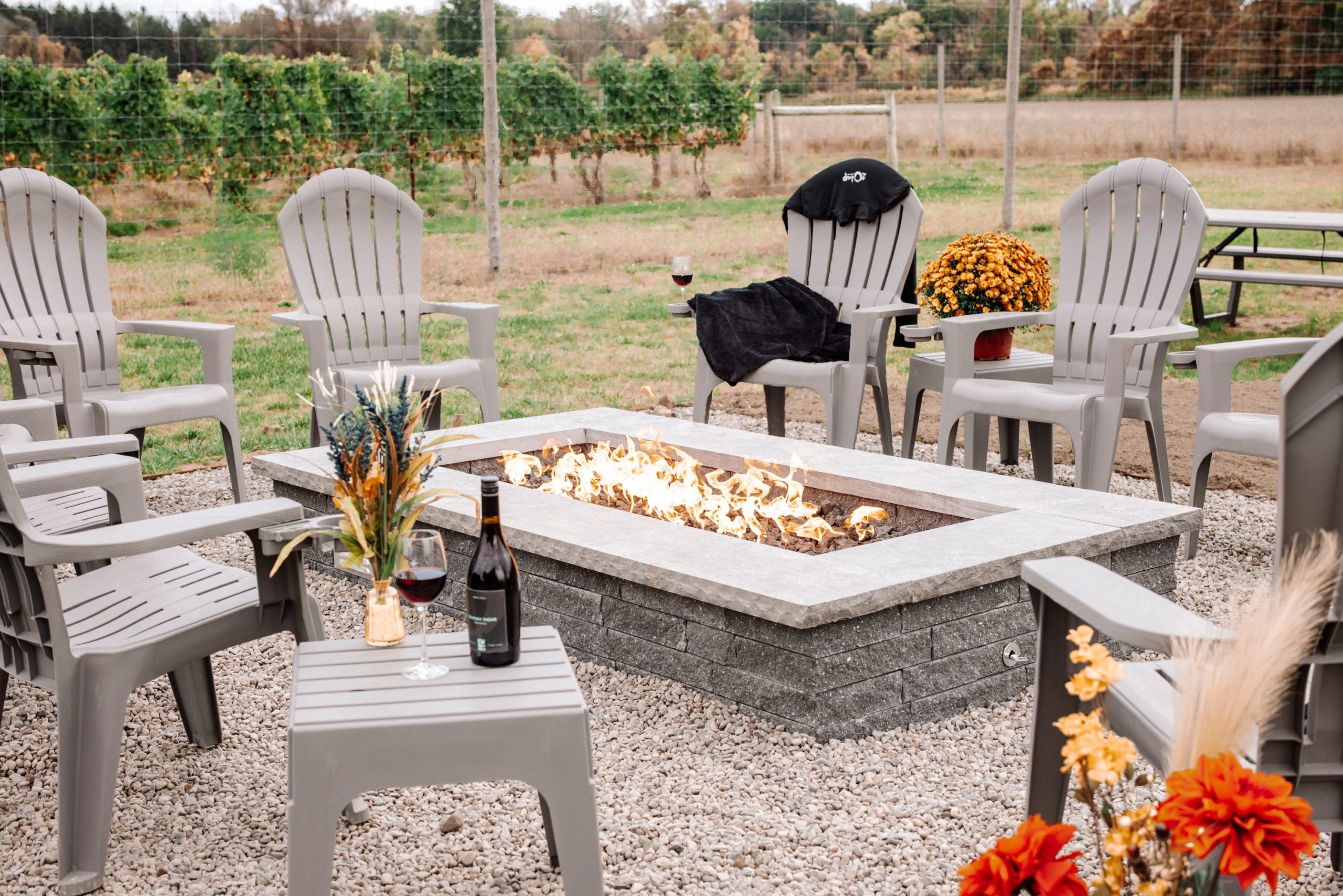 outdoor fire pit at 20 Deep Winery